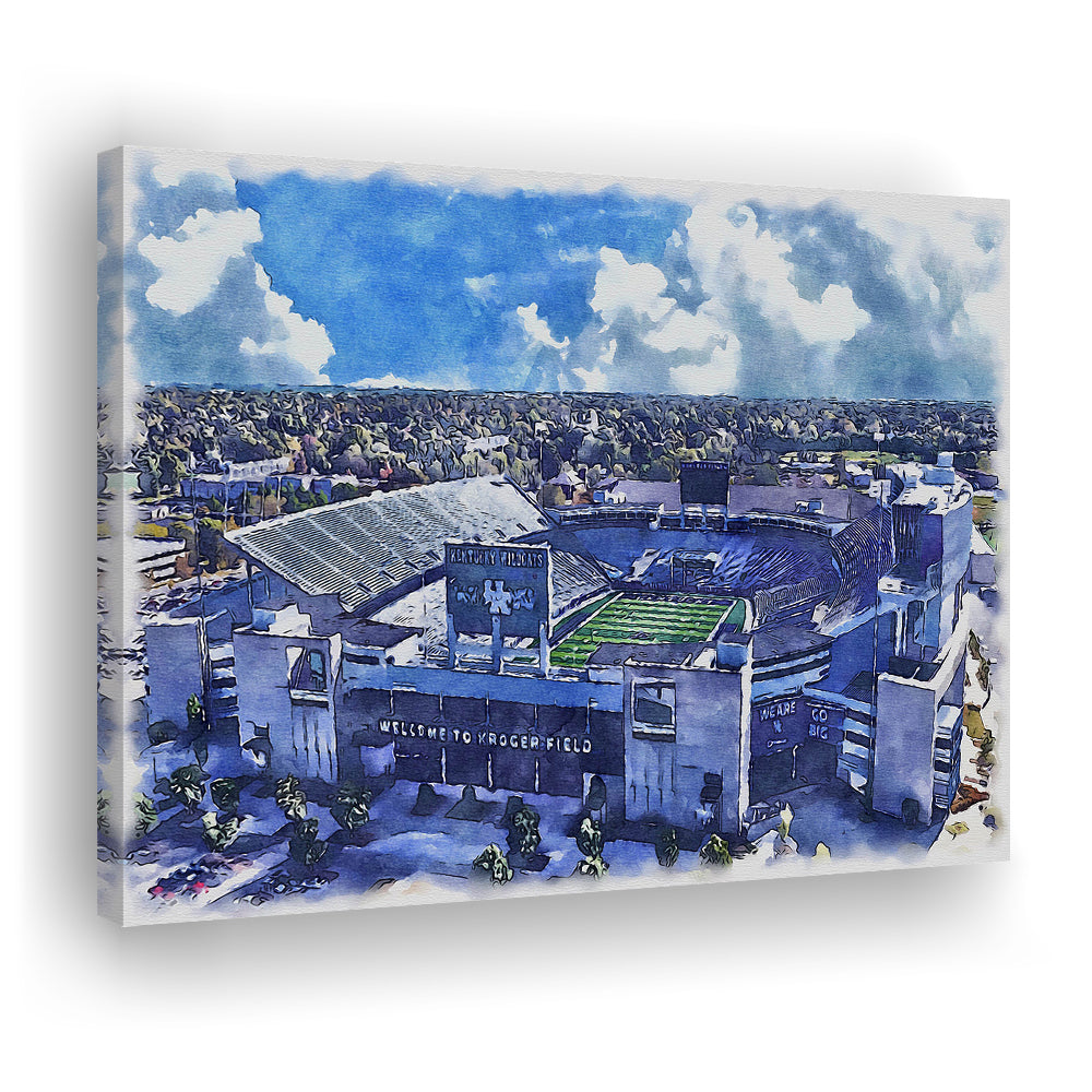 Kentucky Wildcats, Kroger Field Painting Watercolor, Sport Art, Gifts for him, Canvas Print Wall Art