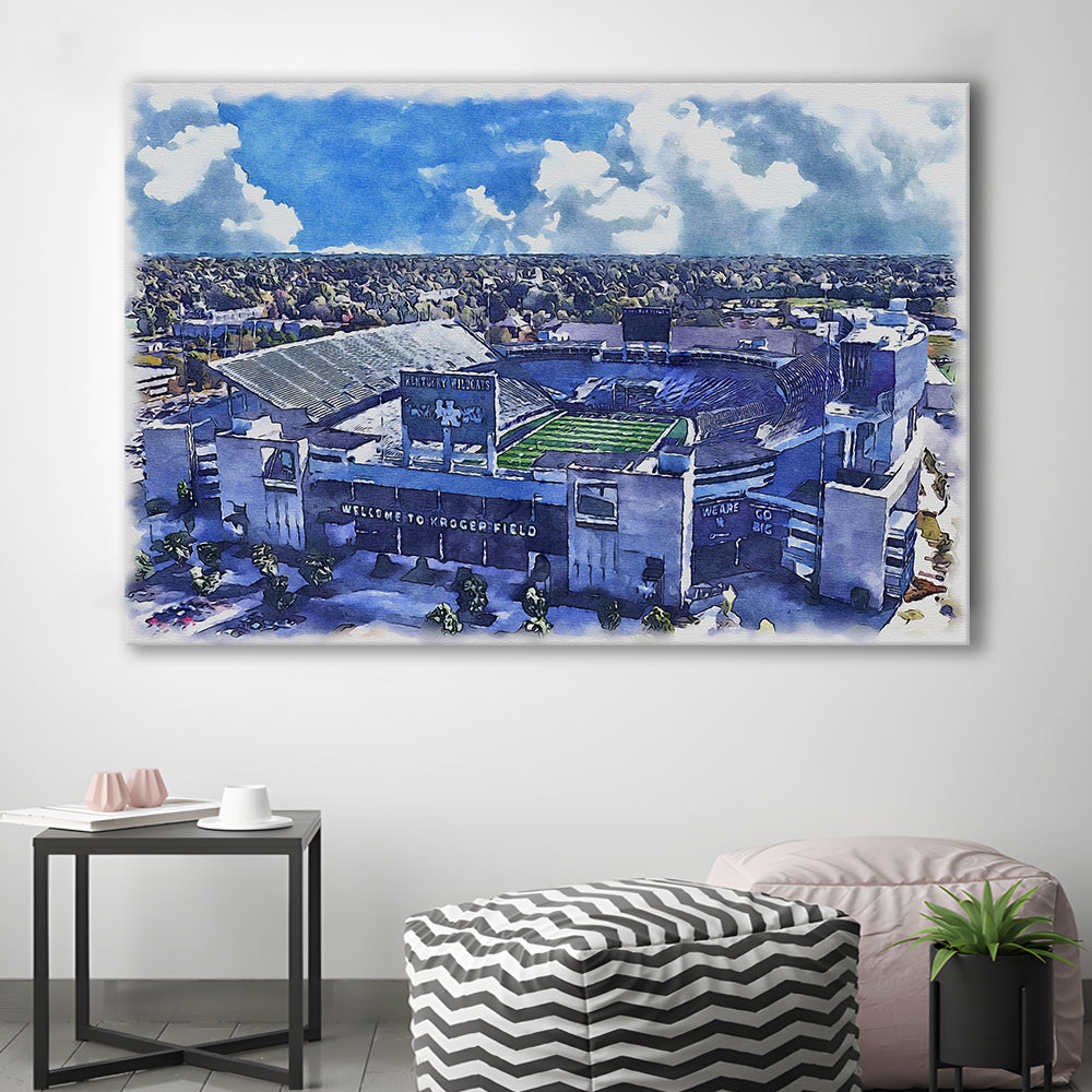 Kentucky Wildcats, Kroger Field Painting Watercolor, Sport Art, Gifts for him, Canvas Print Wall Art