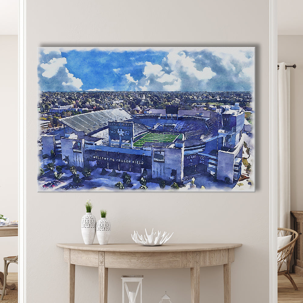 Kentucky Wildcats, Kroger Field Painting Watercolor, Sport Art, Gifts for him, Canvas Print Wall Art
