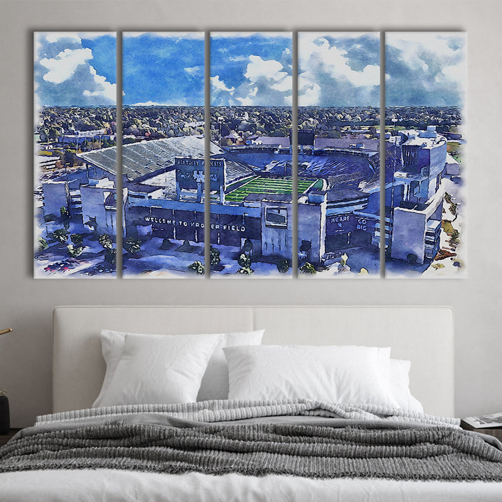 Kentucky Wildcats, Kroger Field Painting Watercolor, Sport Art, Extra Large Canvas Print Wall Art