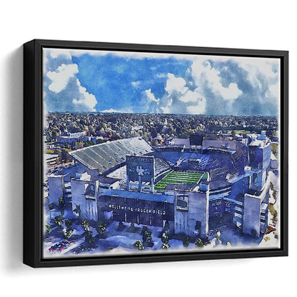 Kentucky Wildcats, Kroger Field Painting Watercolor, Sport Gift Art, Framed Canvas Print Wall Art