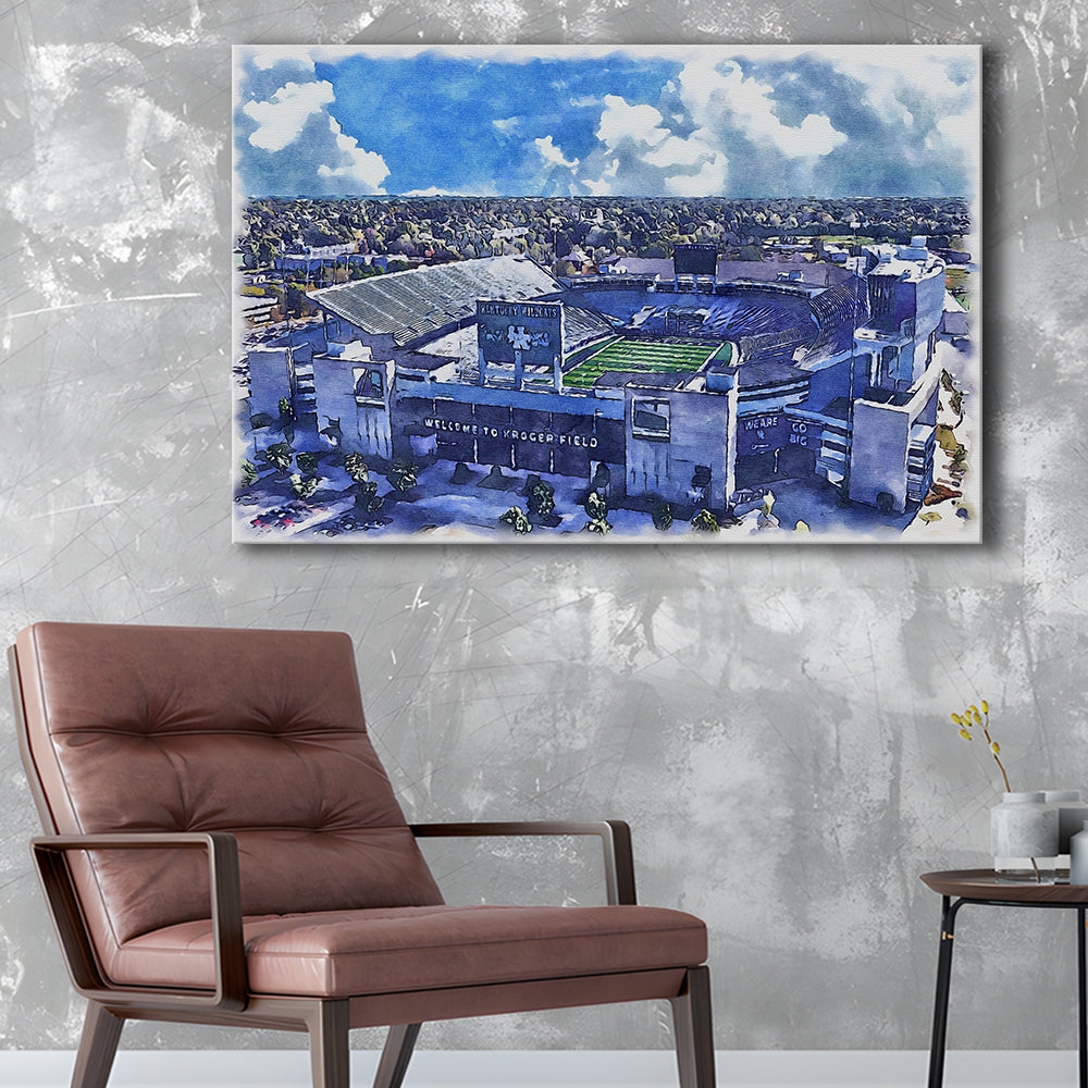 Kentucky Wildcats, Kroger Field Painting Watercolor, Sport Art, Gifts for him, Canvas Print Wall Art