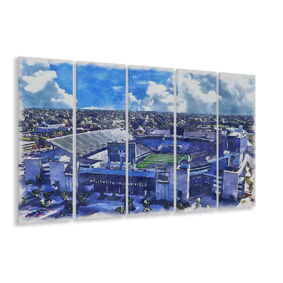 Kentucky Wildcats, Kroger Field Painting Watercolor, Sport Art, Extra Large Canvas Print Wall Art