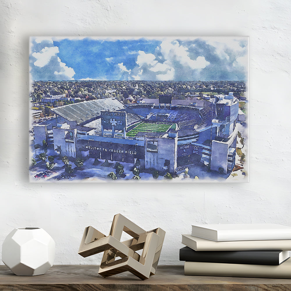Kentucky Wildcats, Kroger Field Painting Watercolor, Sport Art, Gifts for him, Canvas Print Wall Art