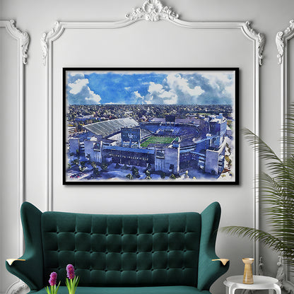 Kentucky Wildcats, Kroger Field Painting Watercolor, Sport Gift Art, Framed Art Print Wall Decor