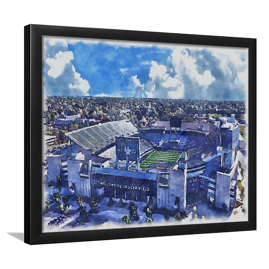 Kentucky Wildcats, Kroger Field Painting Watercolor, Sport Gift Art, Framed Art Print Wall Decor