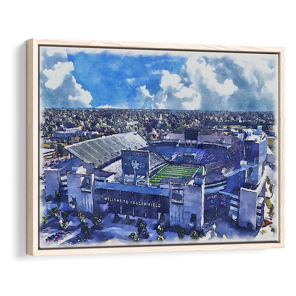 Kentucky Wildcats, Kroger Field Painting Watercolor, Sport Gift Art, Framed Canvas Print Wall Art