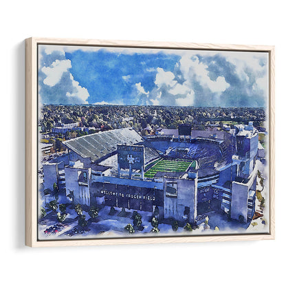Kentucky Wildcats, Kroger Field Painting Watercolor, Sport Gift Art, Framed Canvas Print Wall Art