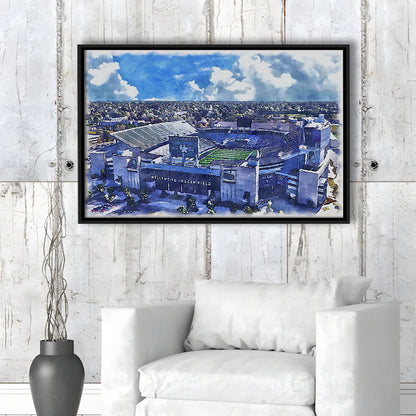 Kentucky Wildcats, Kroger Field Painting Watercolor, Sport Gift Art, Framed Canvas Print Wall Art