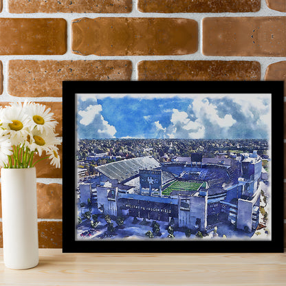 Kentucky Wildcats, Kroger Field Painting Watercolor, Sport Gift Art, Framed Art Print Wall Decor