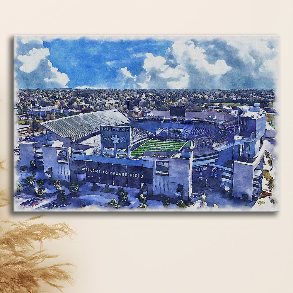Kentucky Wildcats, Kroger Field Painting Watercolor, Sport Art, Gifts for him, Canvas Print Wall Art