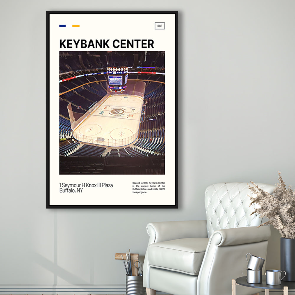 KeyBank Center Print, Buffalo Sabres Stadium Canvas Art, Man Cave Gift, Floating Framed Canvas Print Wall Art