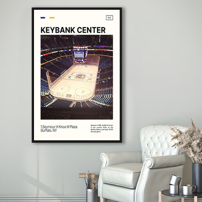 KeyBank Center Print, Buffalo Sabres Stadium Canvas Art, Man Cave Gift, Floating Framed Canvas Print Wall Art