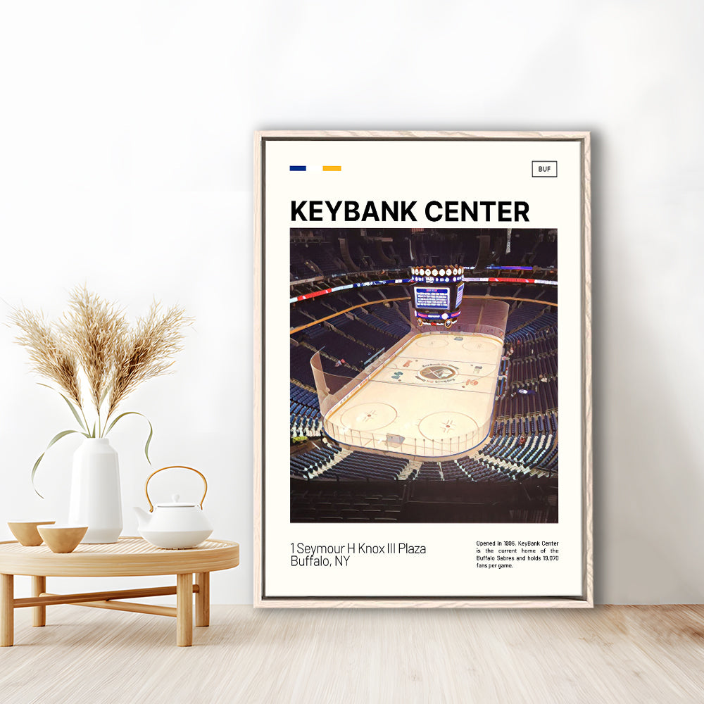 KeyBank Center Print, Buffalo Sabres Stadium Canvas Art, Man Cave Gift, Floating Framed Canvas Print Wall Art