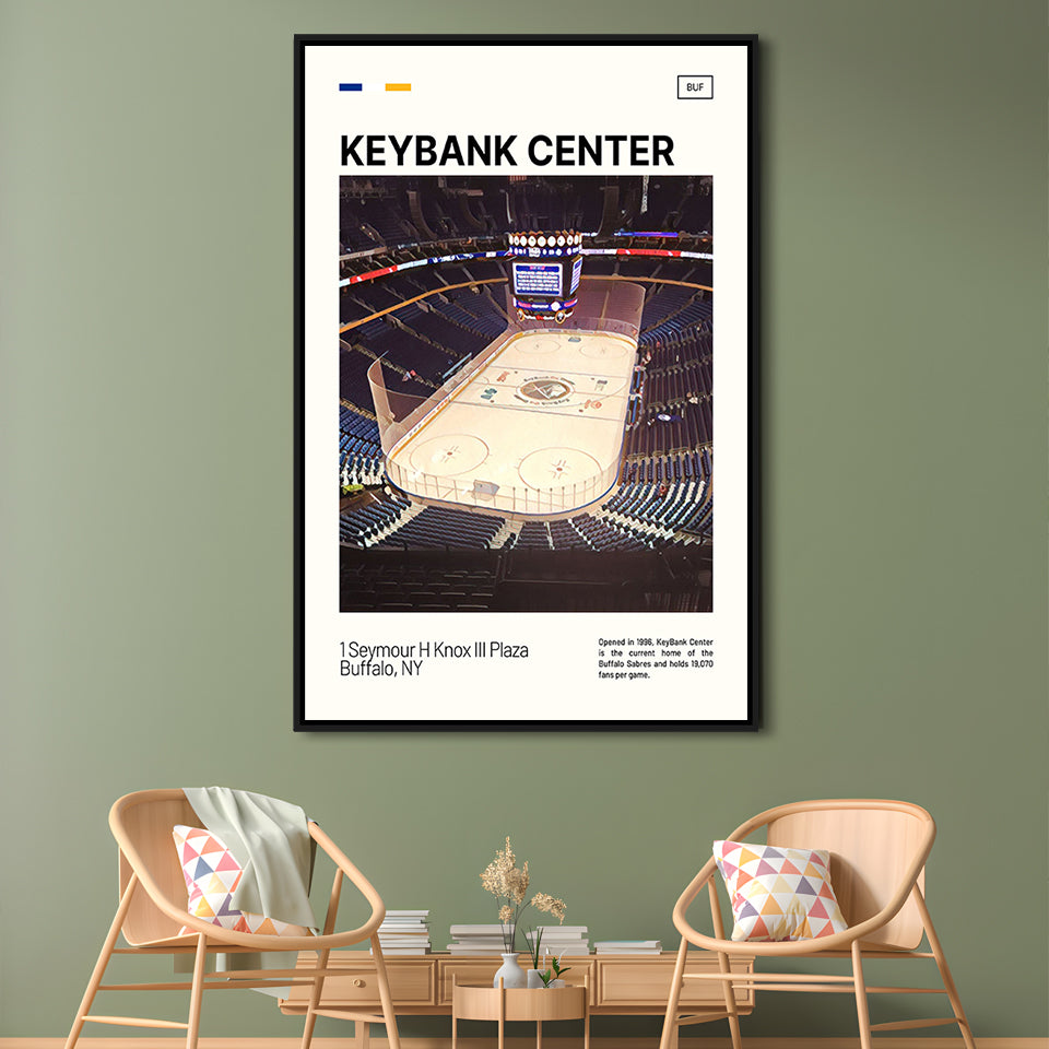 KeyBank Center Print, Buffalo Sabres Stadium Canvas Art, Man Cave Gift, Floating Framed Canvas Print Wall Art