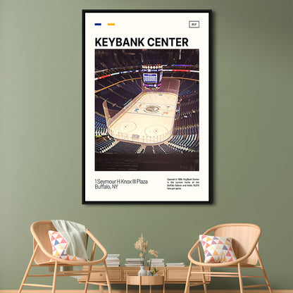 KeyBank Center Print, Buffalo Sabres Stadium Canvas Art, Man Cave Gift, Floating Framed Canvas Print Wall Art