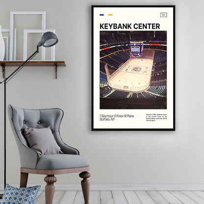 KeyBank Center Print, Buffalo Sabres Stadium Canvas Art, Man Cave Gift, Floating Framed Canvas Print Wall Art