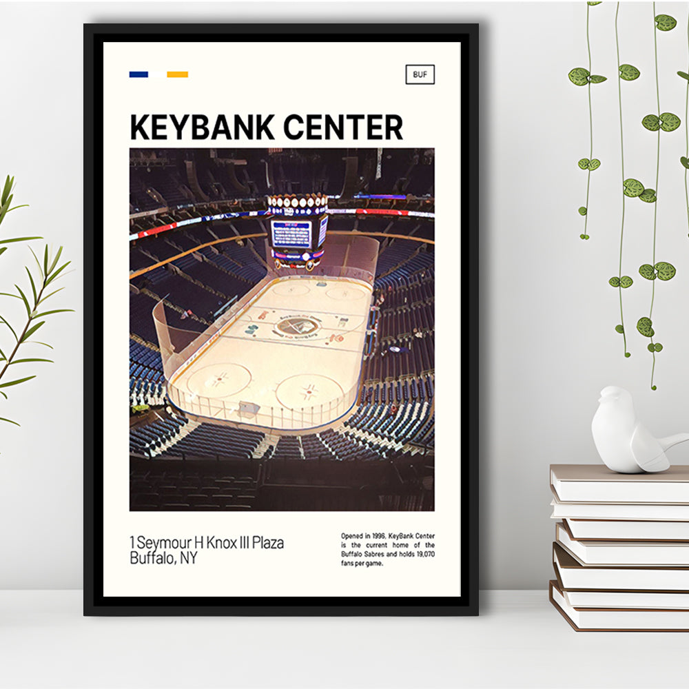 KeyBank Center Print, Buffalo Sabres Stadium Canvas Art, Man Cave Gift, Floating Framed Canvas Print Wall Art