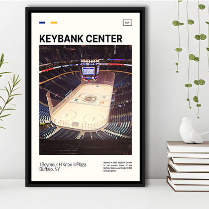KeyBank Center Print, Buffalo Sabres Stadium Canvas Art, Man Cave Gift, Floating Framed Canvas Print Wall Art