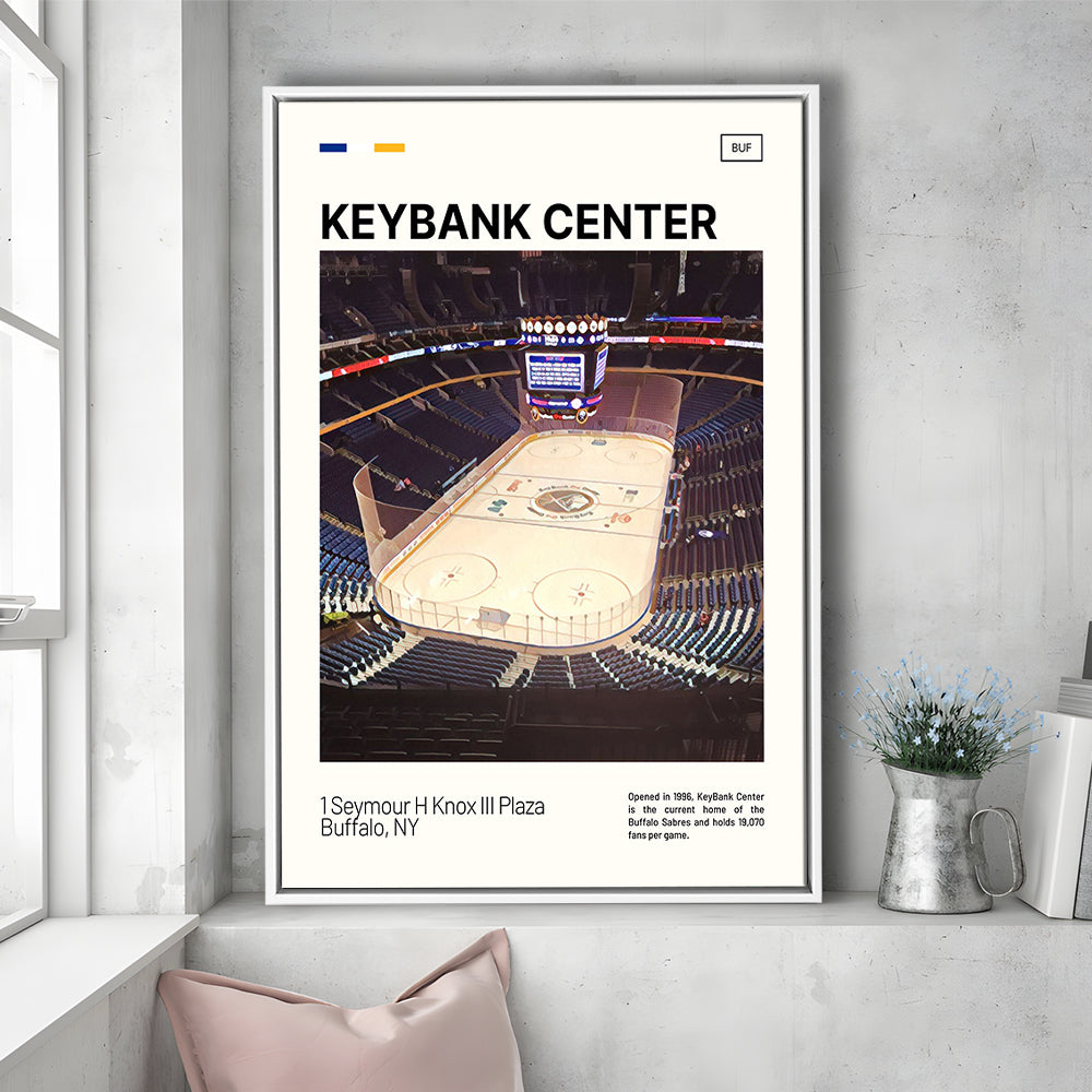 KeyBank Center Print, Buffalo Sabres Stadium Canvas Art, Man Cave Gift, Floating Framed Canvas Print Wall Art
