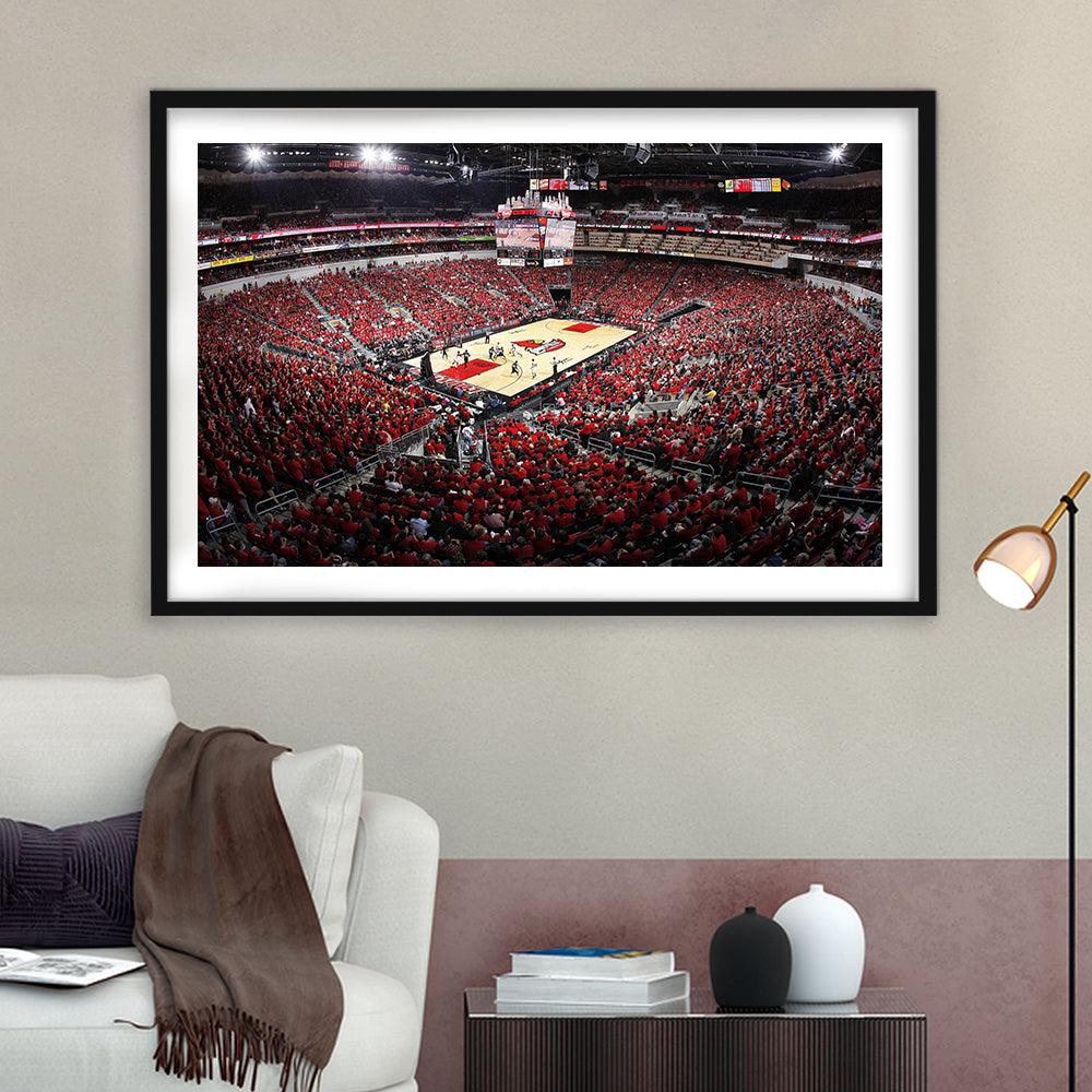 Kfc Yum Center Louisville, Stadium Canvas, Sport Art, Gift for him, White Border Framed Art Print Wall Decor