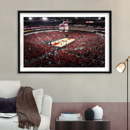 Kfc Yum Center Louisville, Stadium Canvas, Sport Art, Gift for him, White Border Framed Art Print Wall Decor