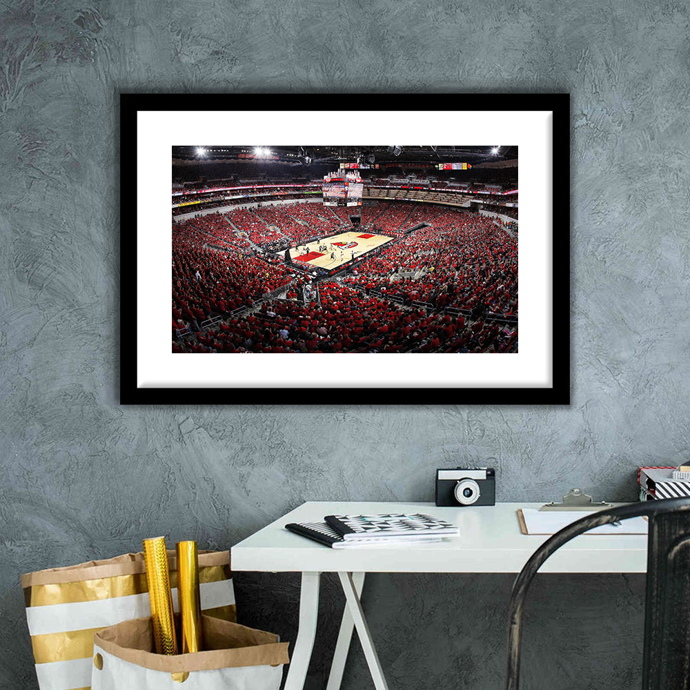 Kfc Yum Center Louisville, Stadium Canvas, Sport Art, Gift for him, White Border Framed Art Print Wall Decor