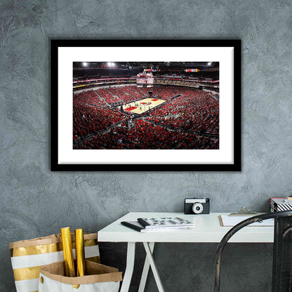 Kfc Yum Center Louisville, Stadium Canvas, Sport Art, Gift for him, White Border Framed Art Print Wall Decor