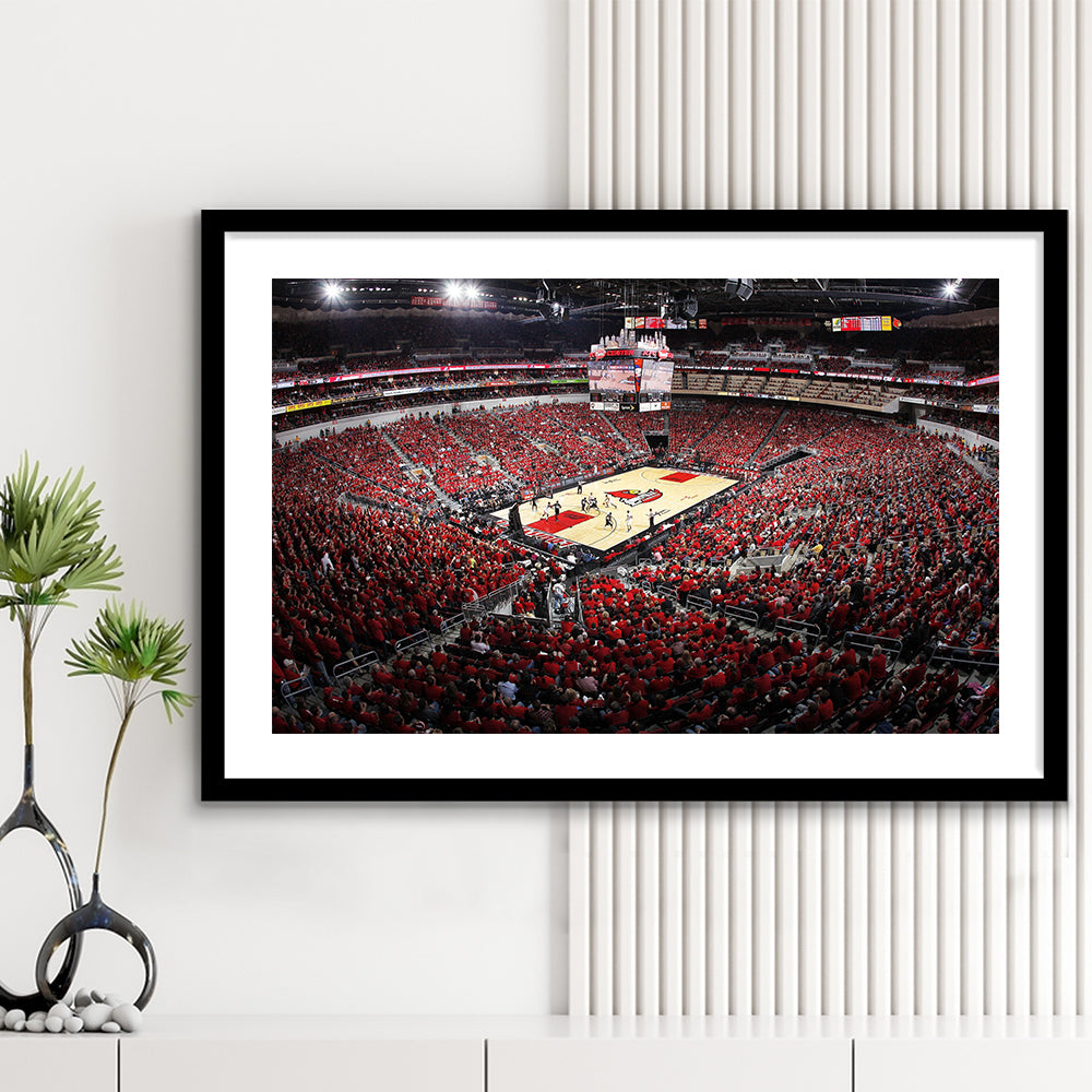Kfc Yum Center Louisville, Stadium Canvas, Sport Art, Gift for him, White Border Framed Art Print Wall Decor