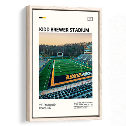 Kidd Brewer Stadium Print, Appalachian State Mountaineers Stadium Art, Man Cave Gift, Floating Framed Canvas Print Wall Art