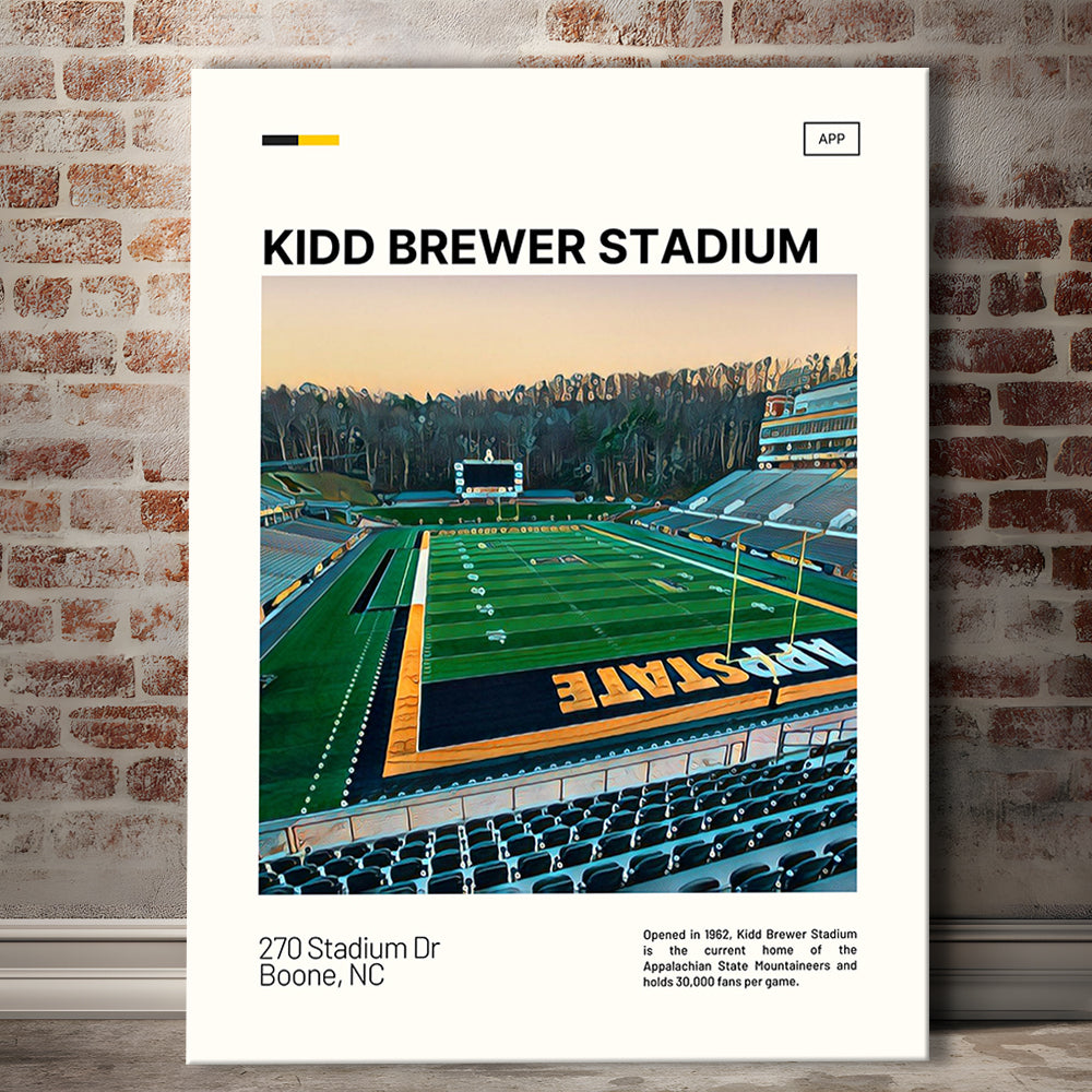 Kidd Brewer Stadium Print, Appalachian State Mountaineers Stadium Canvas Art, Fan Gifts, Sport Art, Canvas Print Wall Art