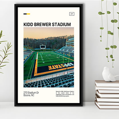 Kidd Brewer Stadium Print, Appalachian State Mountaineers Stadium Art, Man Cave Gift, Floating Framed Canvas Print Wall Art