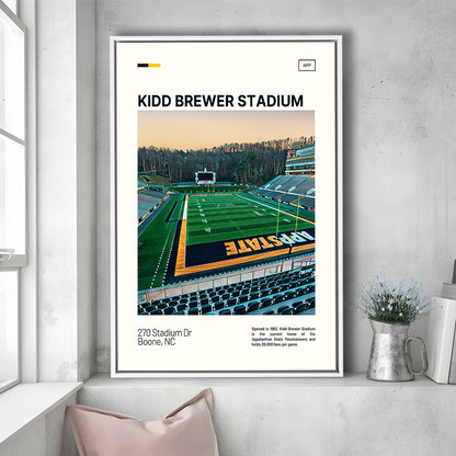 Kidd Brewer Stadium Print, Appalachian State Mountaineers Stadium Art, Man Cave Gift, Floating Framed Canvas Print Wall Art
