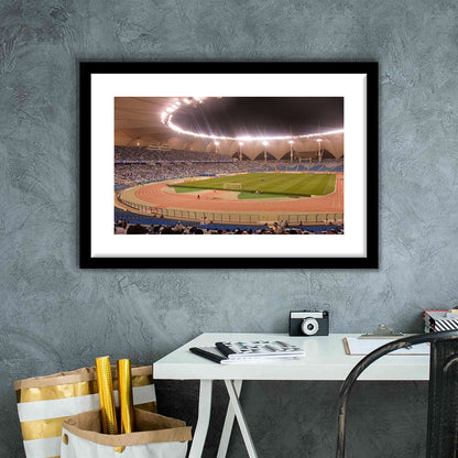 King Abdullah Sport City Stadium, Stadium Canvas, Sport Art, Gift for him, White Border Framed Art Print Wall Decor