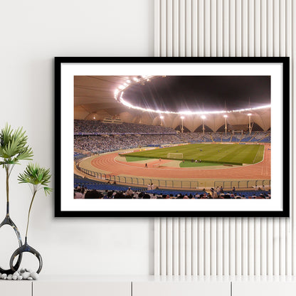 King Abdullah Sport City Stadium, Stadium Canvas, Sport Art, Gift for him, White Border Framed Art Print Wall Decor