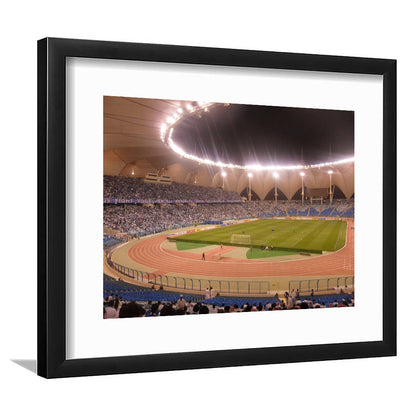 King Abdullah Sport City Stadium, Stadium Canvas, Sport Art, Gift for him, White Border Framed Art Print Wall Decor