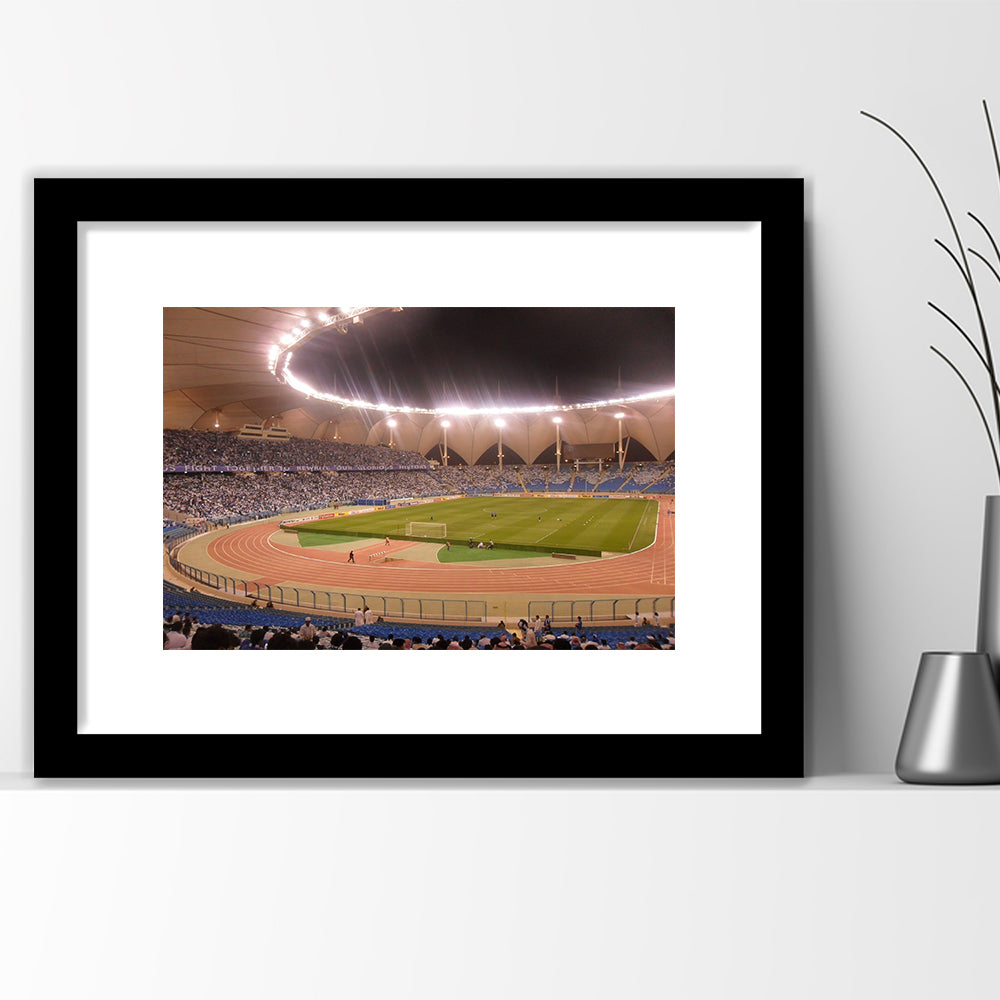 King Abdullah Sport City Stadium, Stadium Canvas, Sport Art, Gift for him, White Border Framed Art Print Wall Decor