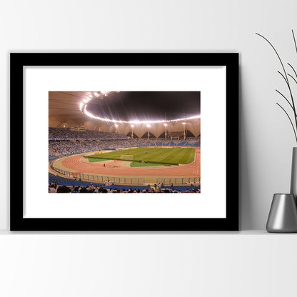 King Abdullah Sport City Stadium, Stadium Canvas, Sport Art, Gift for him, White Border Framed Art Print Wall Decor