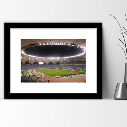 King Fahd International Stadium, Stadium Canvas, Sport Art, Gift for him, White Border Framed Art Print Wall Decor