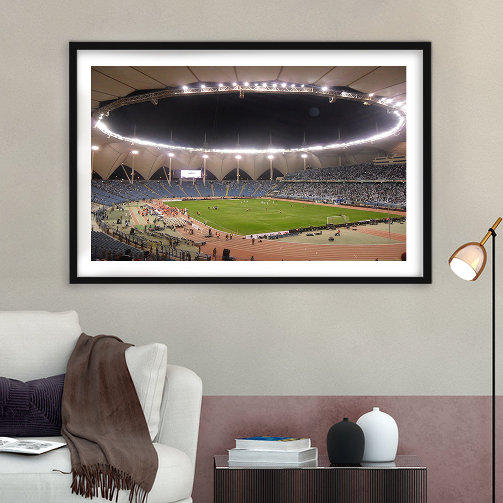 King Fahd International Stadium, Stadium Canvas, Sport Art, Gift for him, White Border Framed Art Print Wall Decor