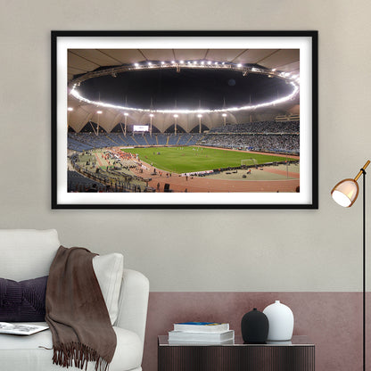 King Fahd International Stadium, Stadium Canvas, Sport Art, Gift for him, White Border Framed Art Print Wall Decor