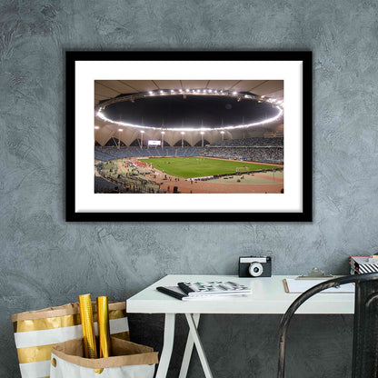 King Fahd International Stadium, Stadium Canvas, Sport Art, Gift for him, White Border Framed Art Print Wall Decor
