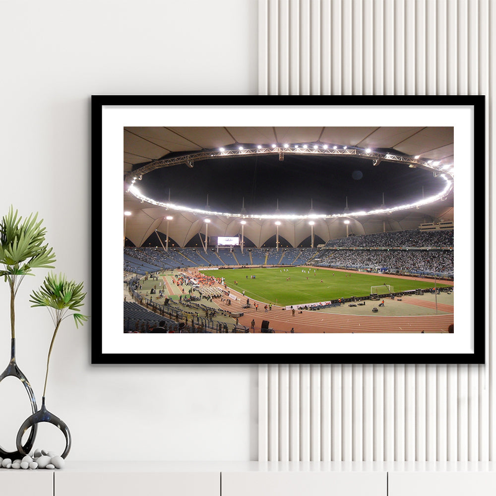 King Fahd International Stadium, Stadium Canvas, Sport Art, Gift for him, White Border Framed Art Print Wall Decor