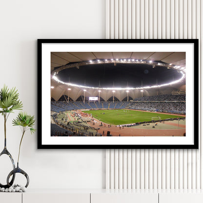 King Fahd International Stadium, Stadium Canvas, Sport Art, Gift for him, White Border Framed Art Print Wall Decor