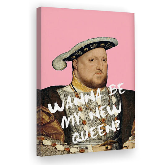 King Henry Viii Print Altered Art Vintage Portrait Pink Wall Art, Canvas Prints Wall Art