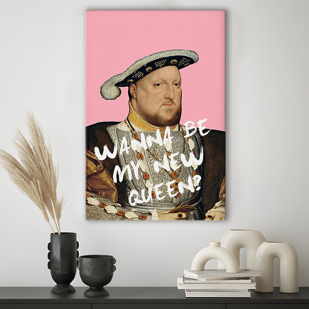 King Henry Viii Print Altered Art Vintage Portrait Pink Wall Art, Canvas Prints Wall Art