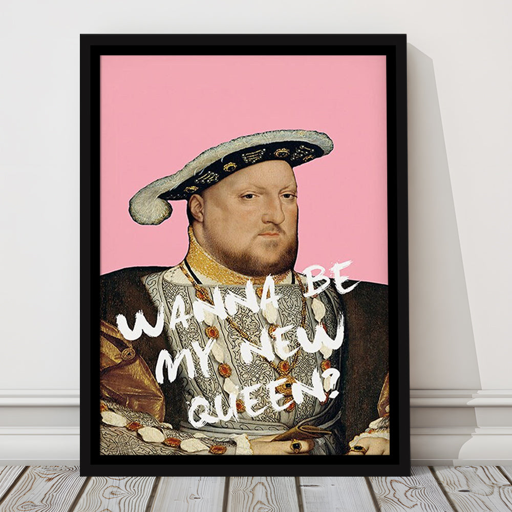 King Henry Viii Print Altered Art Vintage Portrait Pink Wall Art, Framed Canvas Prints Wall Art