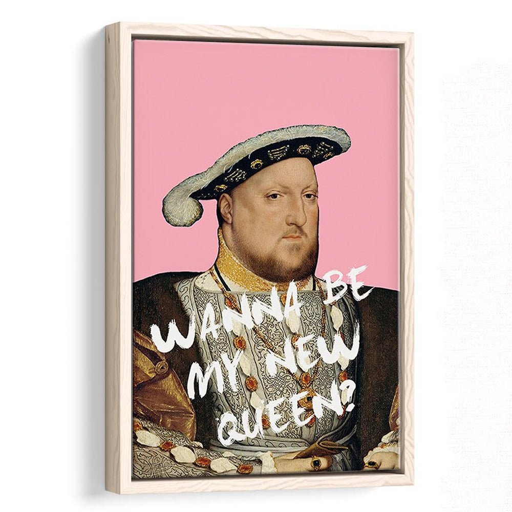 King Henry Viii Print Altered Art Vintage Portrait Pink Wall Art, Framed Canvas Prints Wall Art
