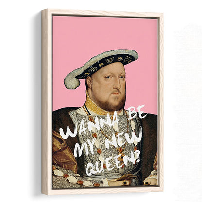 King Henry Viii Print Altered Art Vintage Portrait Pink Wall Art, Framed Canvas Prints Wall Art