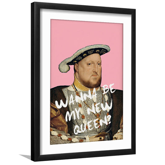 King Henry Viii Print Altered Art Vintage Portrait Pink Wall Art, Framed Art Prints White Border Wall Decor